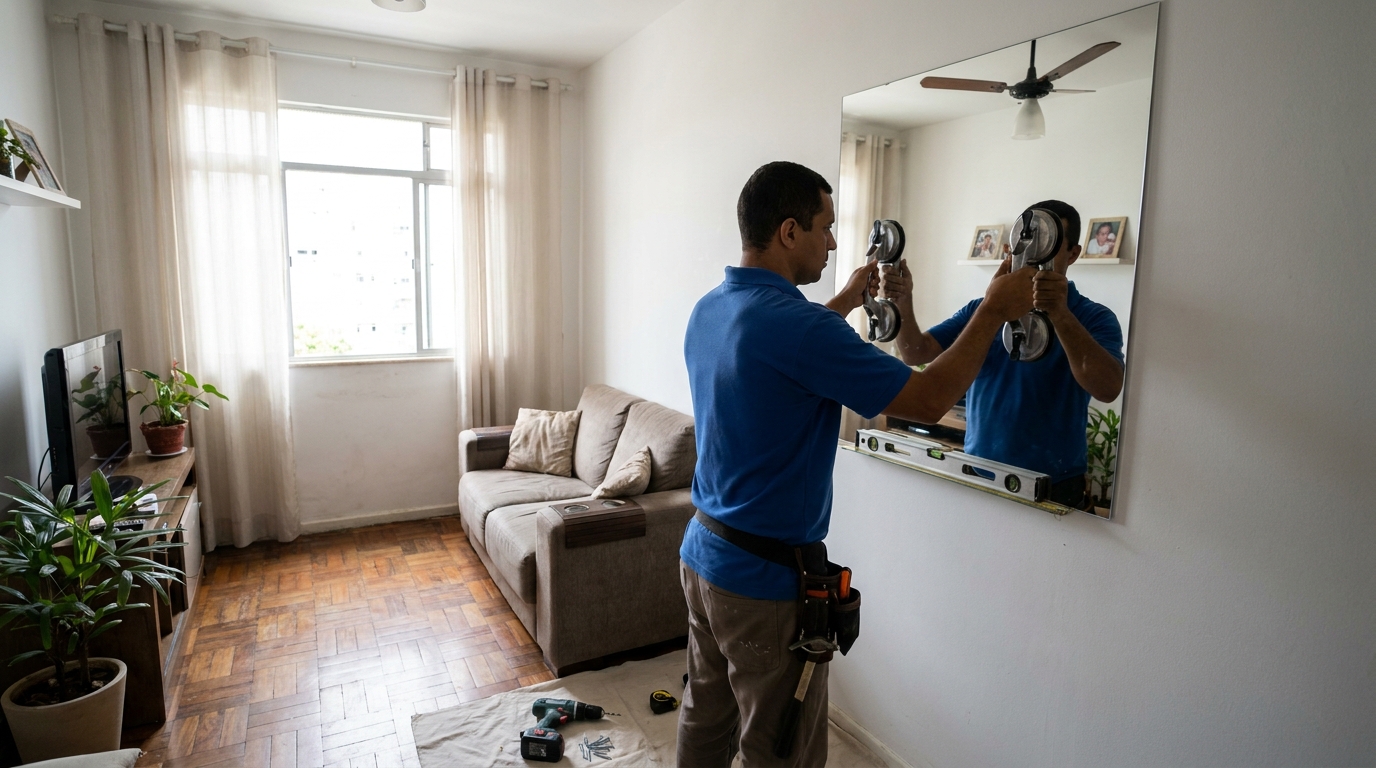 Espelho sob medida com parquet em Vitória da Conquista-BA