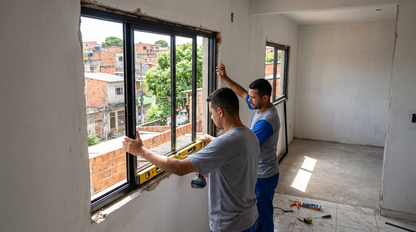 Esquadria de alumínio em obra em Vitória da Conquista-BA