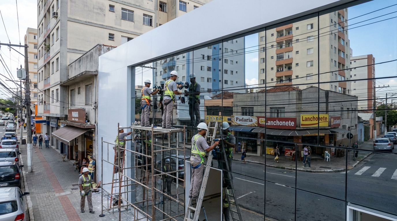 Fachada espelhada em esquina em Vitória da Conquista-BA