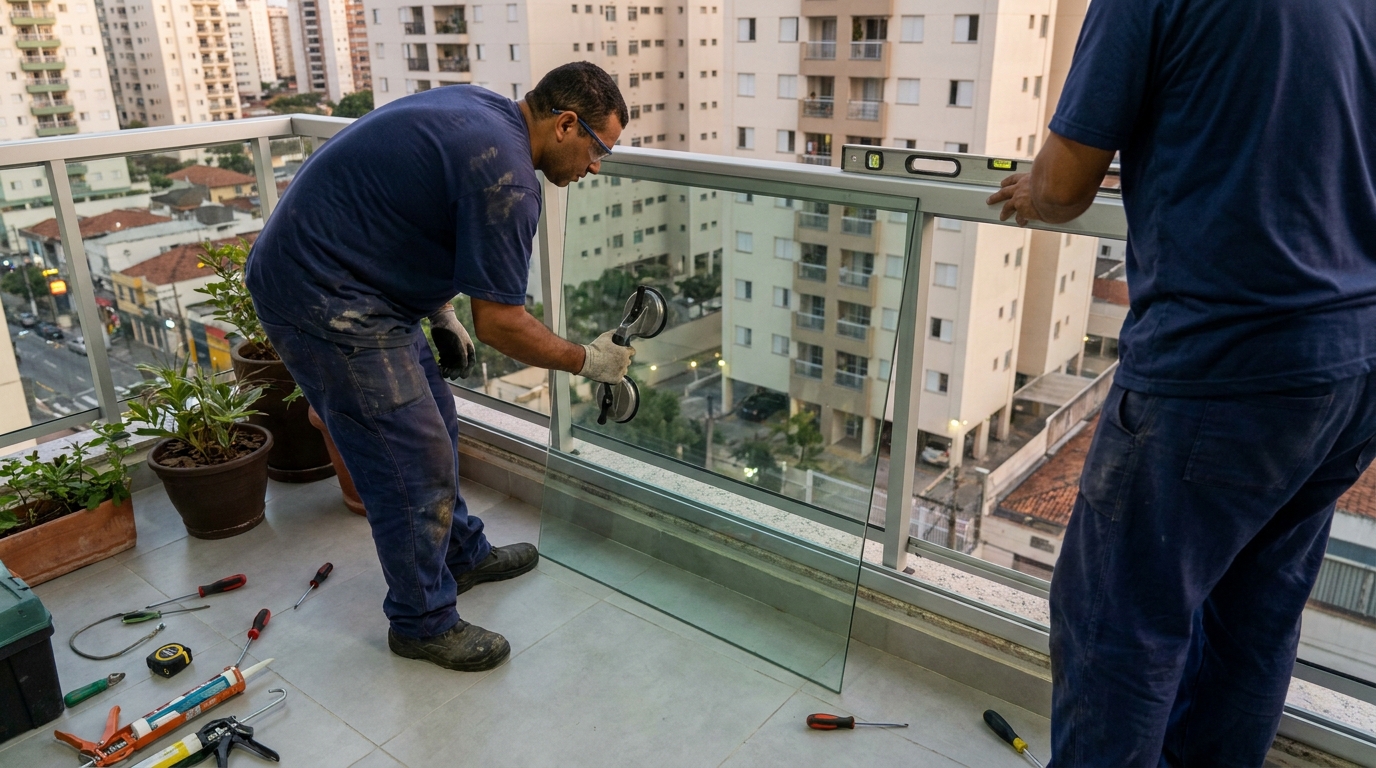 Parede de vidro com vista urbana em Vitória da Conquista-BA