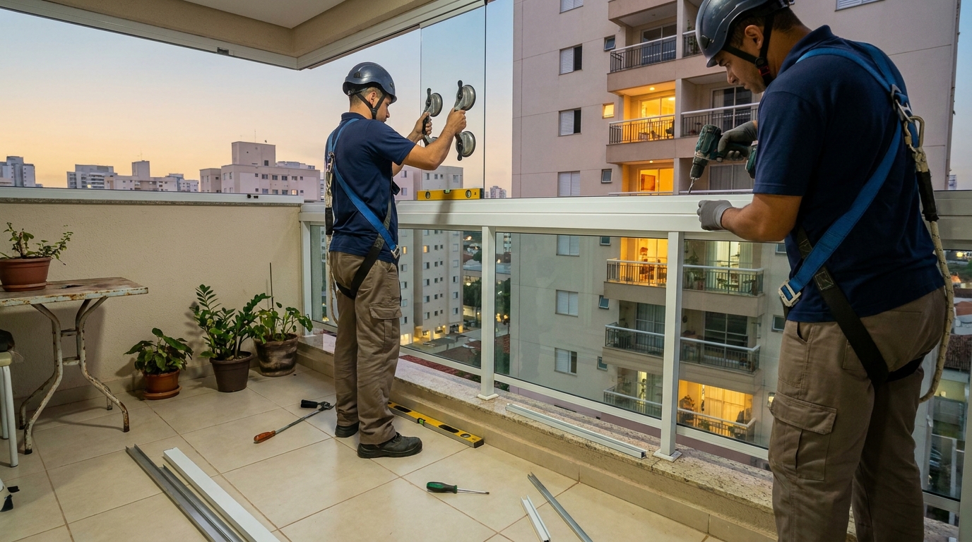 Cortina de vidro em terraço em Vitória da Conquista-BA